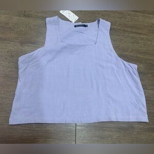 Automet Linen Blend Crop Top Tank Size XL